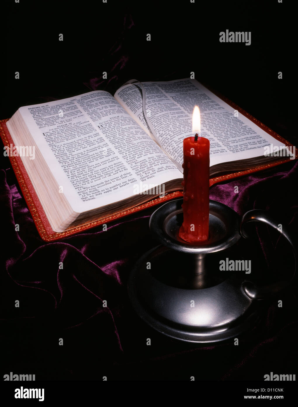 BIBLE AND CANDLE WITH CANDLE HOLDER Stock Photo Alamy
