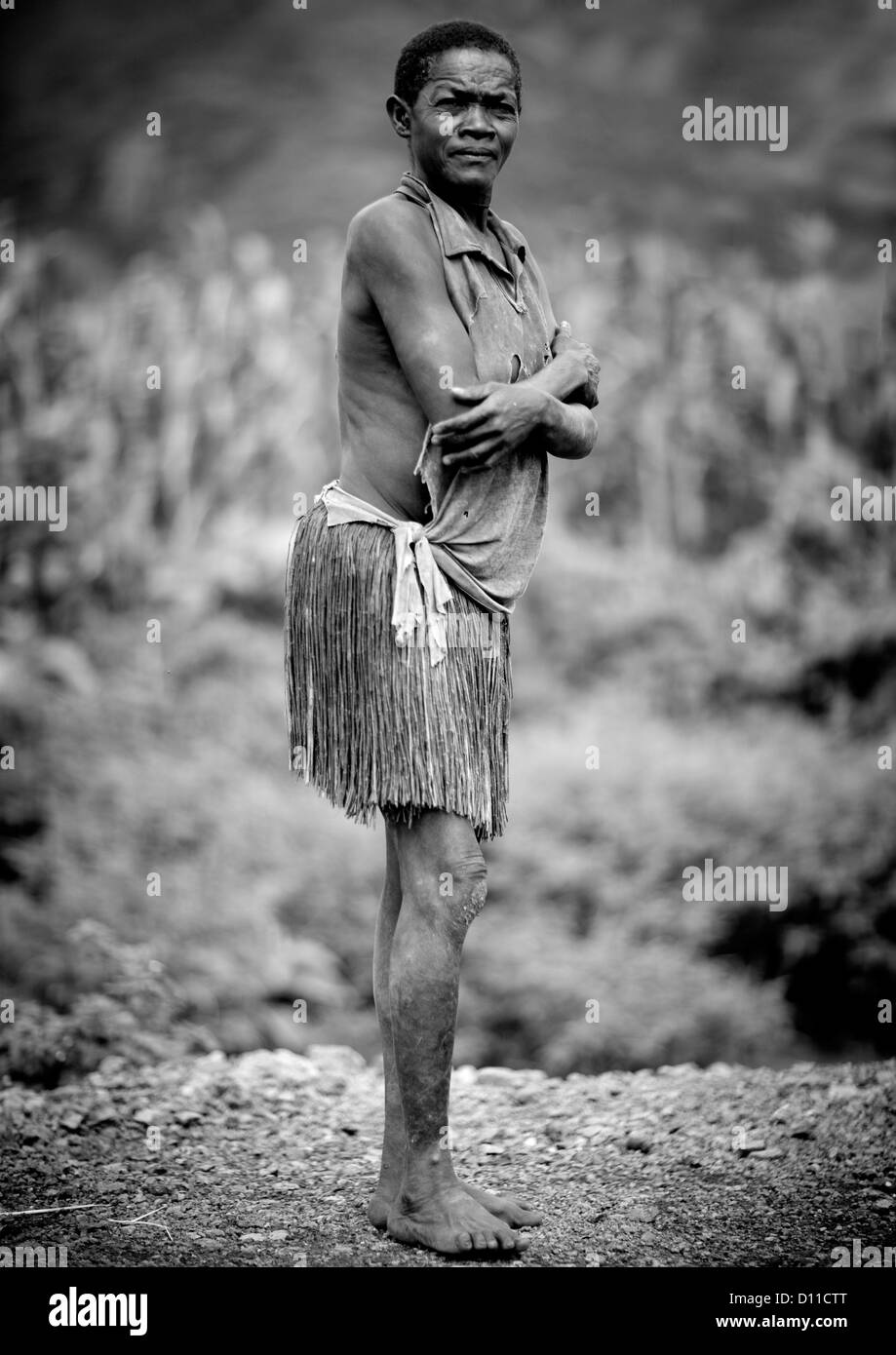 Black And White Portrait Of An Old Ari Tribe Woman, Jinka, Ethiopia Stock Photo
