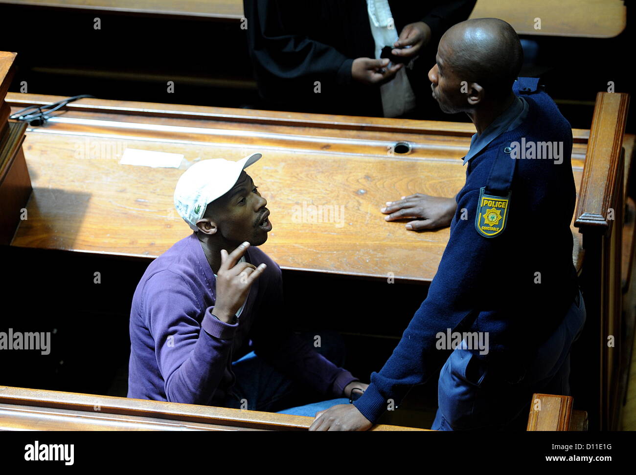 CAPE TOWN, SOUTH AFRICA: Xolile Mngeni in the Cape Town High Court on December 5, 2012  in Cape Town, South Africa. Mngeni was sentenced to life in prison for the murder of Anni Dewani. (Photo by Gallo Images / Foto24 / Lulama Zenzile) Stock Photo
