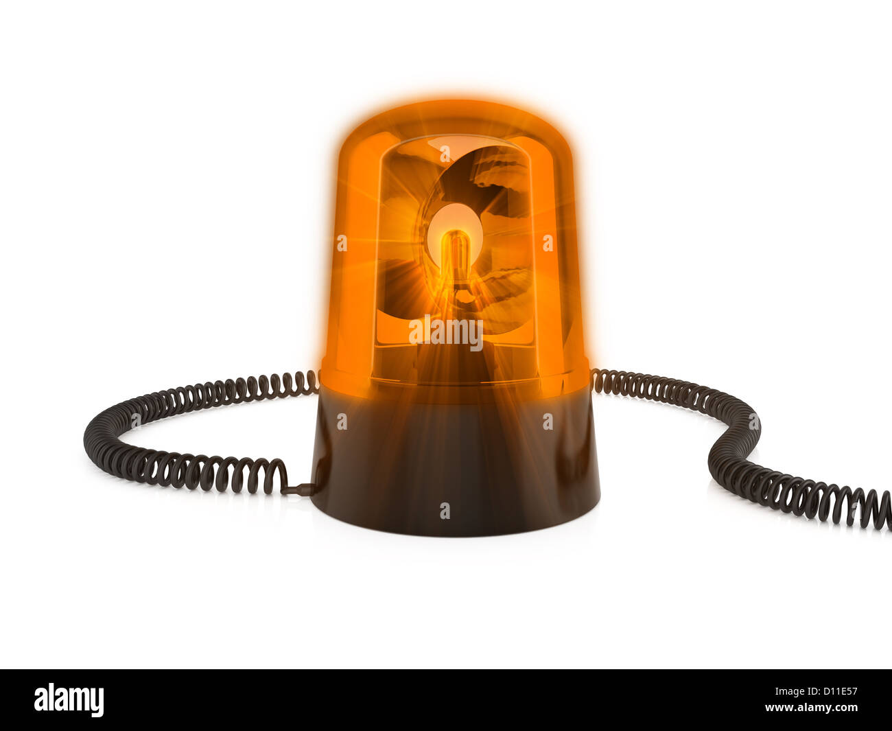 3d render of orange flashing light on a white background Stock Photo Alamy