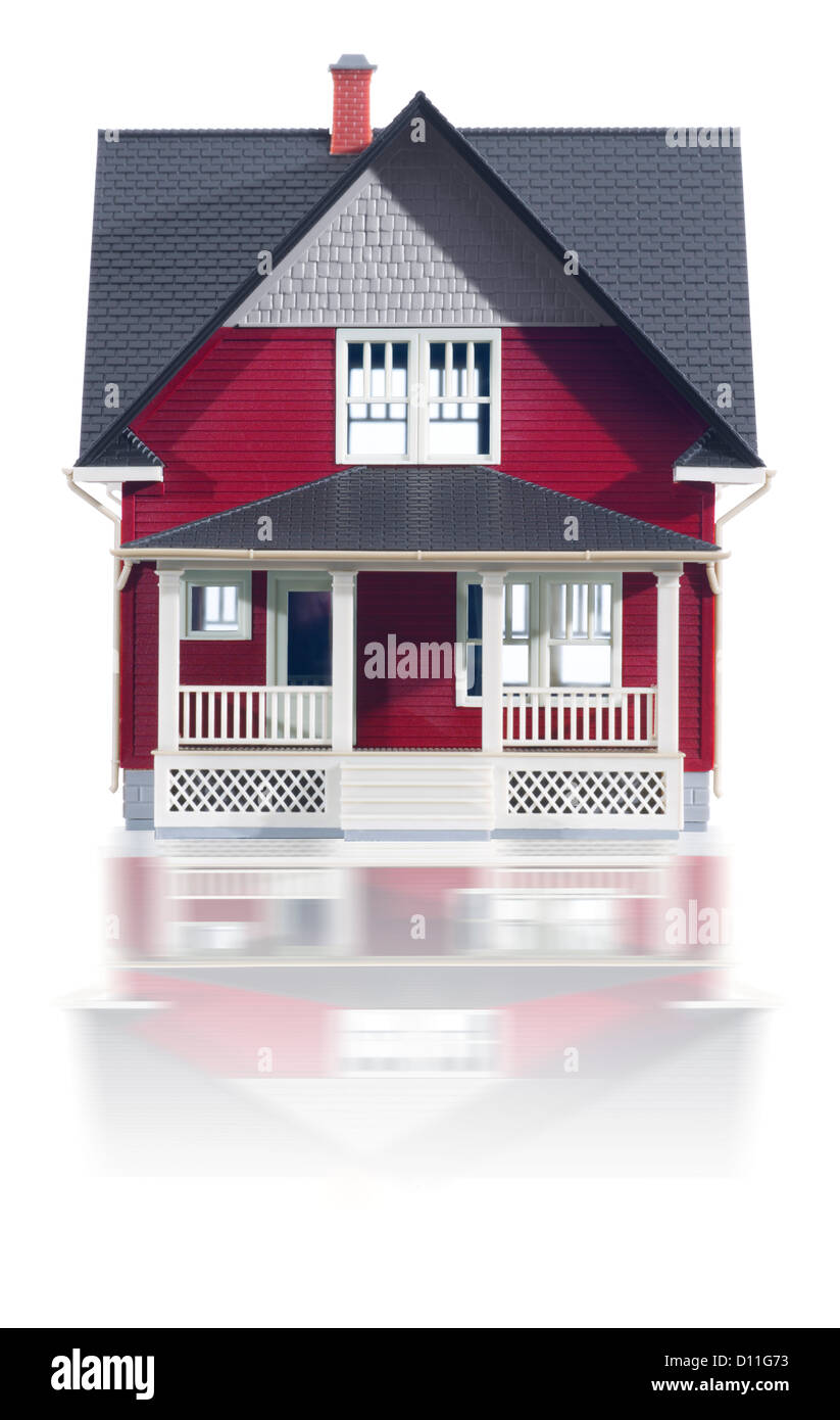 White and red miniature farm house Stock Photo