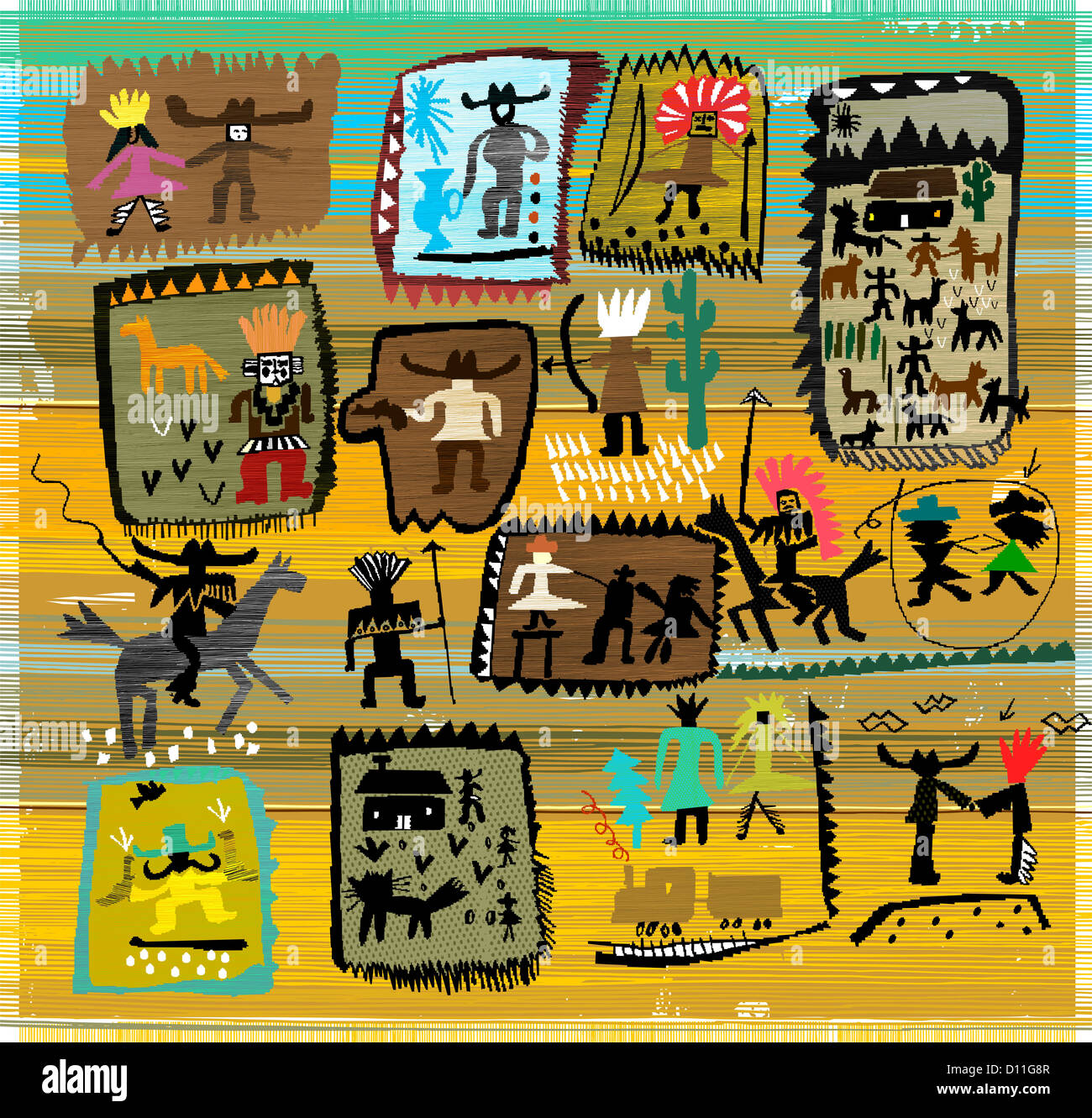 Images of the characters that belong to the era of the wild west. Stock Photo