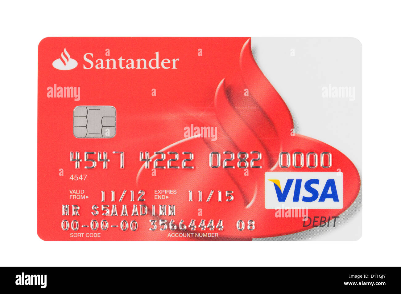 Santander bank branding logo payment card Stock Photo