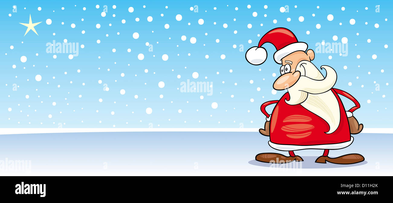 Greeting Card Cartoon Illustration of Santa Claus or Papa Noel or ...