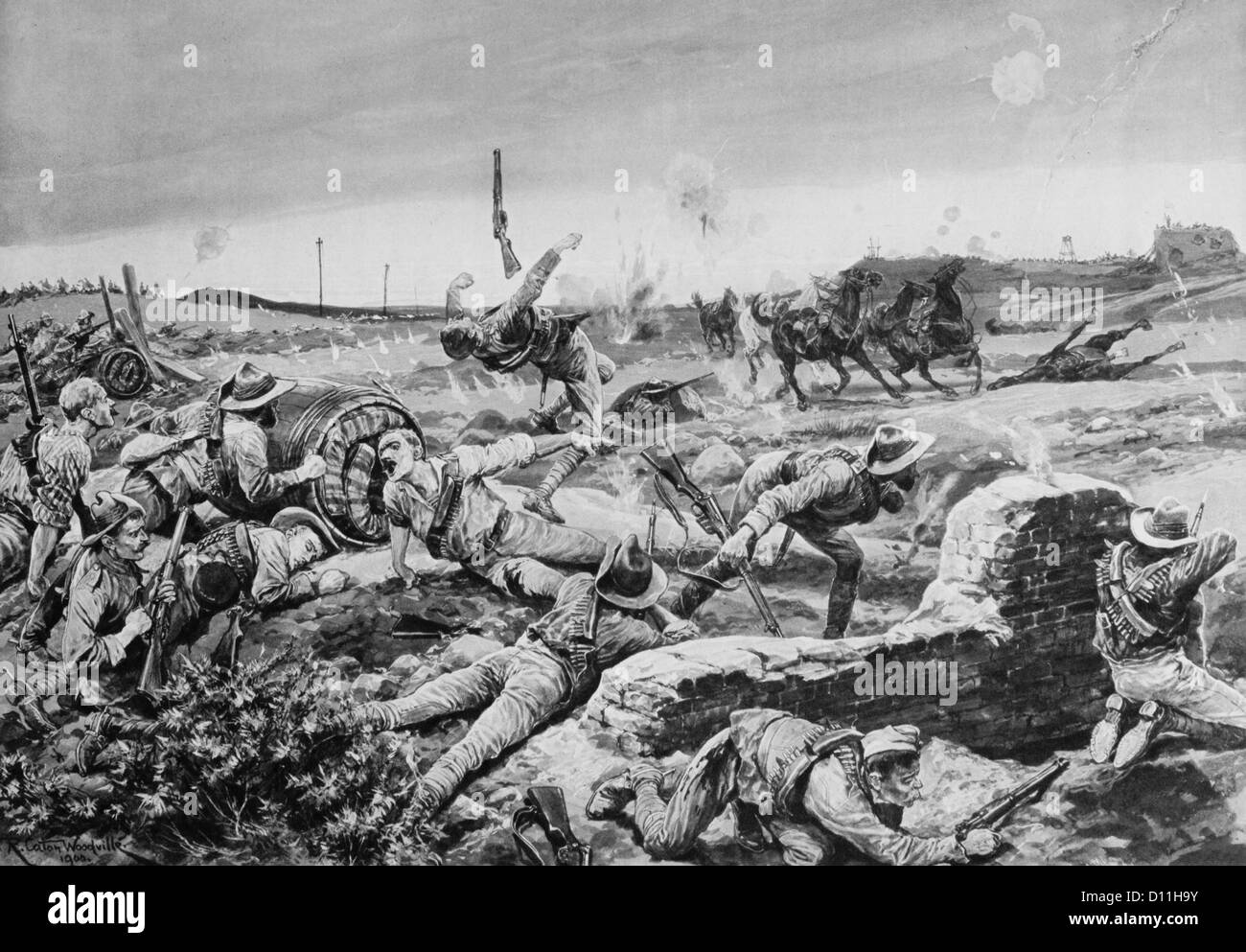 1890s ILLUSTRATION SECOND BOER WAR 1899 - 1902 MAFEKING GARRISON BRITISH FIGHTING AGAINST SOUTH AFRICAN BOERS Stock Photo