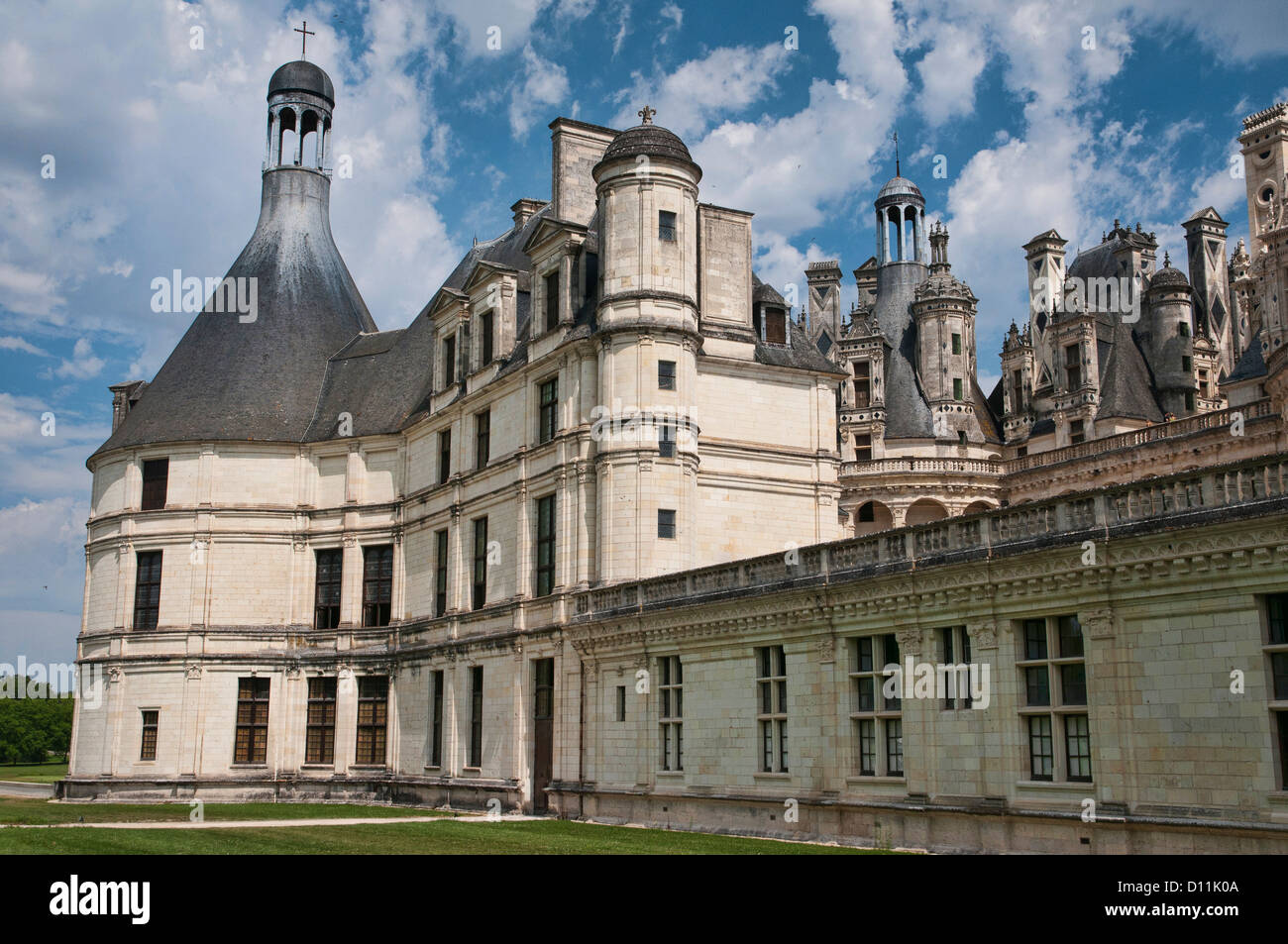 The royal Château de Chambord at Chambord, Loir-et-Cher, France, is one of the most beautiful châteaux in the world. Stock Photo