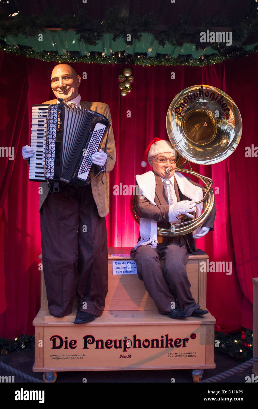 traditional coin operated music machine with accordion and Tuba at Cologne Christmas Market in
