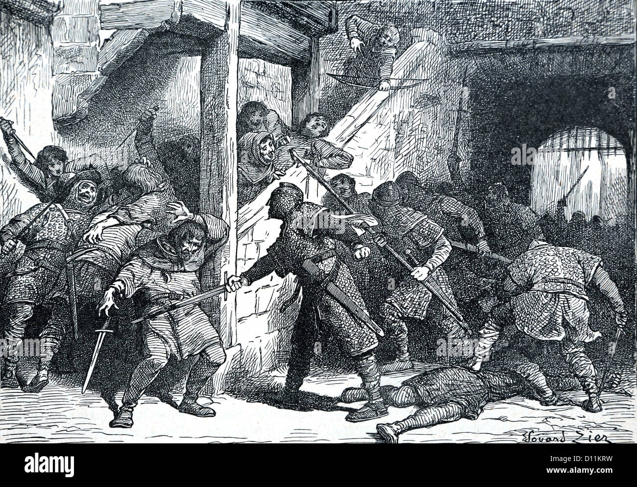 Illustration Of The Riots In Dover Eustace Count Of Boulogne Stock Photo