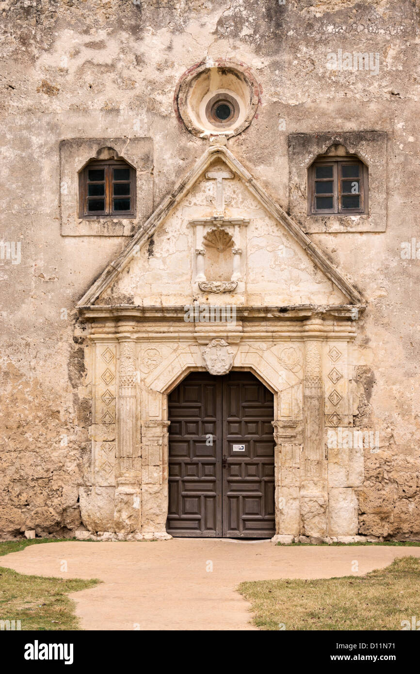 Front door of the church at Mission Concepcion de la Purisima