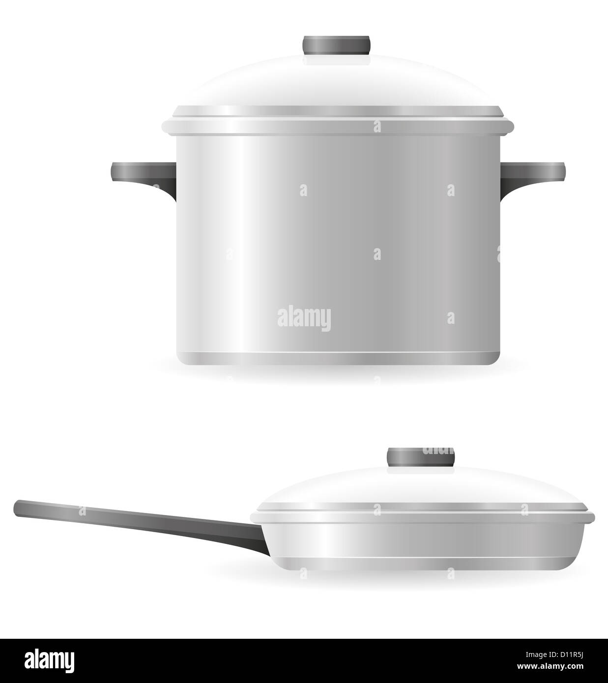 pots and pans tableware illustration isolated on white background Stock