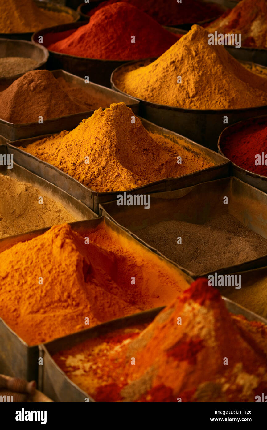 Morocco, Fes, Medina, Spices Stock Photo