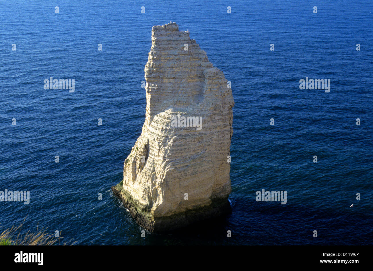 L'Aiguille or Rock Needle at Etretat in Normandy France Stock Photo