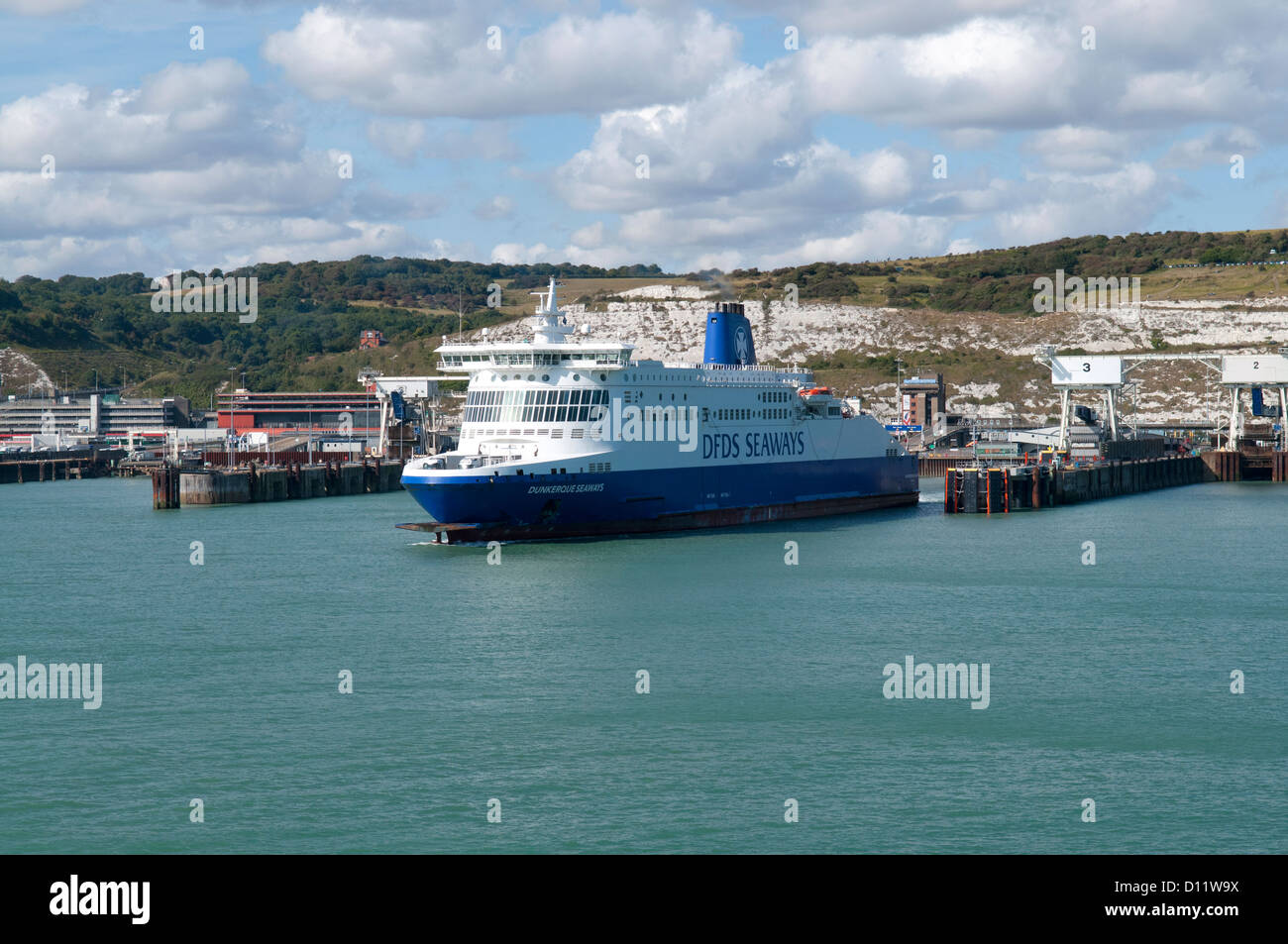 DFDS Seaways Car ferries in the port of Dover in Kent, on the south coast of England Stock Photo