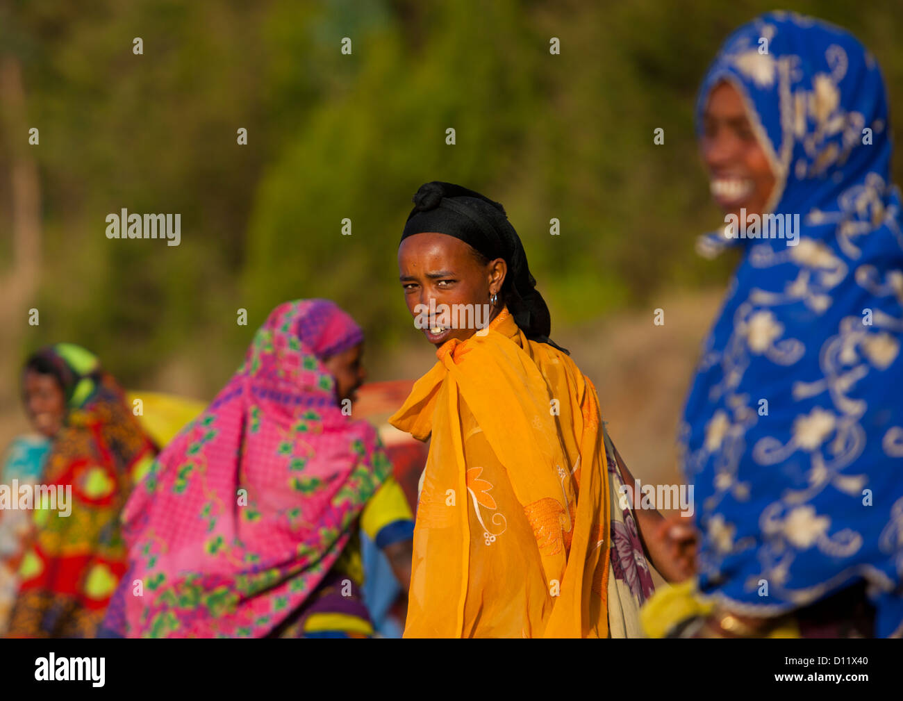 Colourfully Dressed Oromo Women, Dire Dawa, Ethiopia Stock Photo