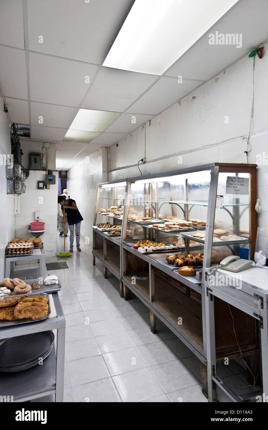All White Interior Of Tiny Narrow Hole In The Wall Panadora Bakery With Display Baked Goods Centro District Mexico City