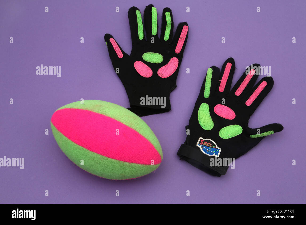 Gloves And Ball From The Game Scatch Grip Football Stock Photo