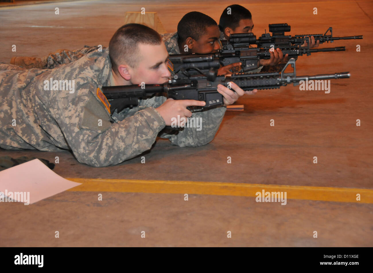 U.S. Army Troops with 2nd Cavalry Regiment practice breathing techniques Stock Photo