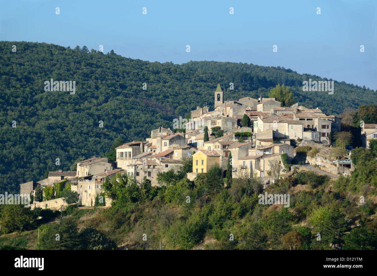 Perched Village of Dauphin above the Durance Valley in the Alpes-de-Haute-Provence Provence France Stock Photo