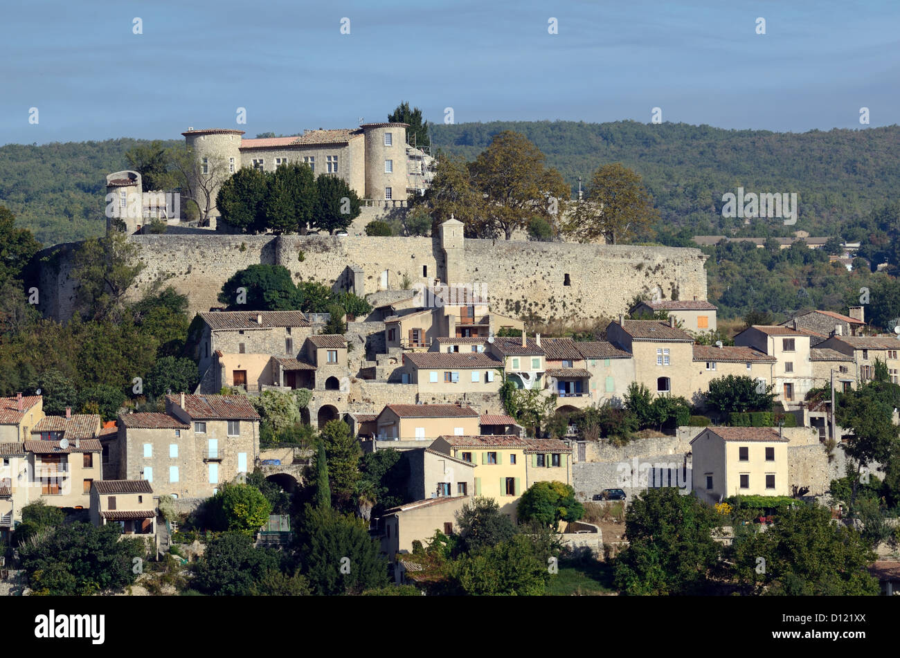 View over Village and Château of Mane Alpes-de-Haute-Provence Provence France Stock Photo
