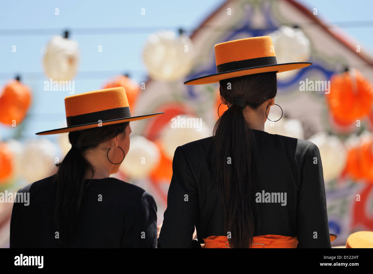 Women In Hats For The April Fair; Seville Andalusia Spain Stock Photo -  Alamy