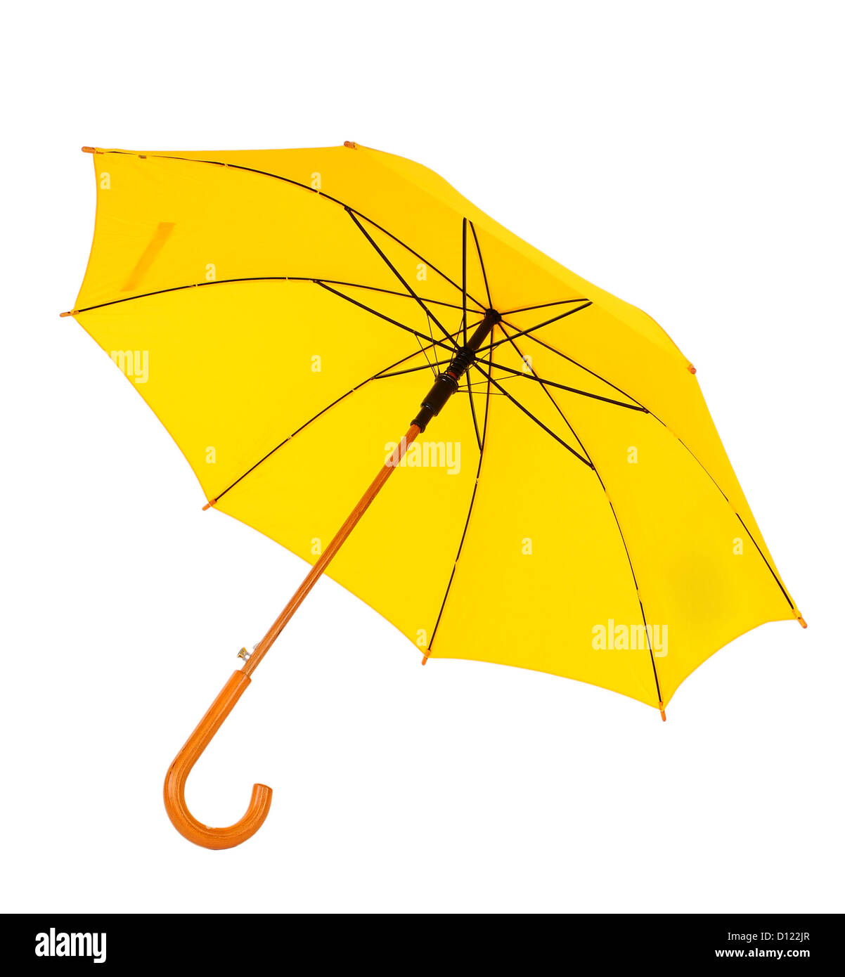 opened yellow umbrella isolated on white background Stock Photo - Alamy