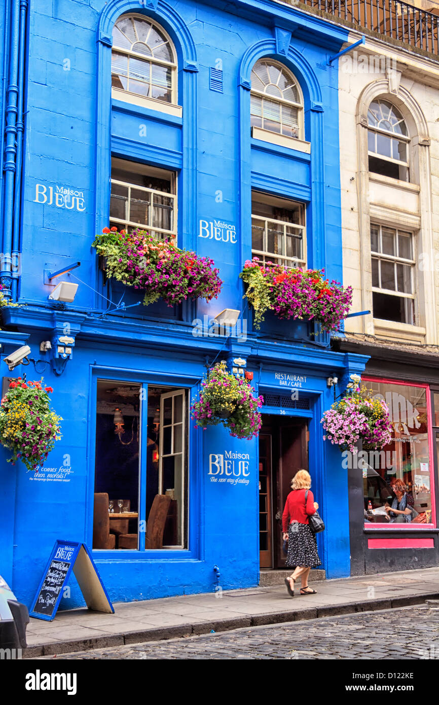 Maison Bleue Restaurant, Edinburgh, Scotland Stock Photo