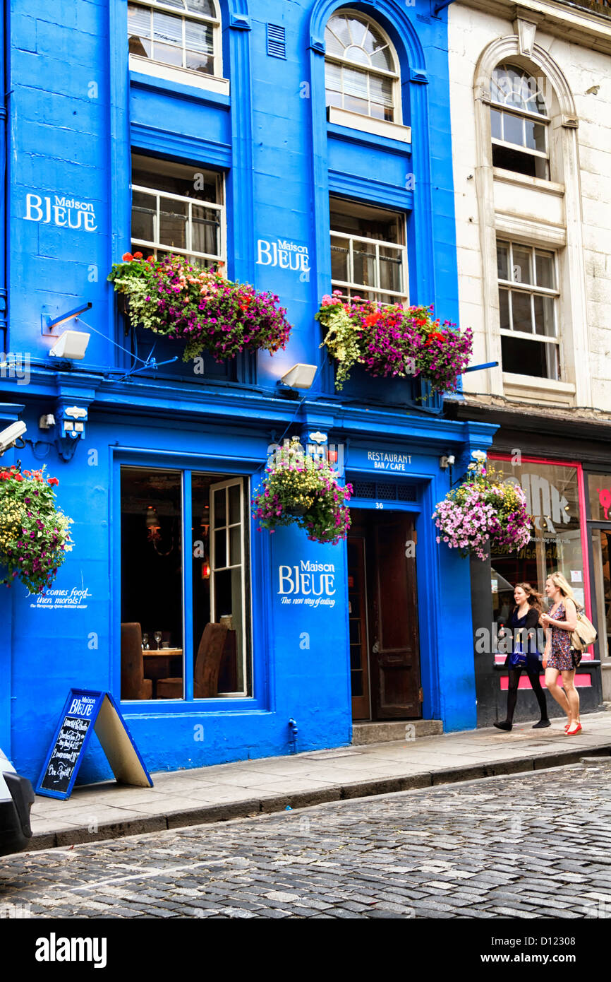 Maison Bleue Restaurant, Edinburgh, Scotland Stock Photo