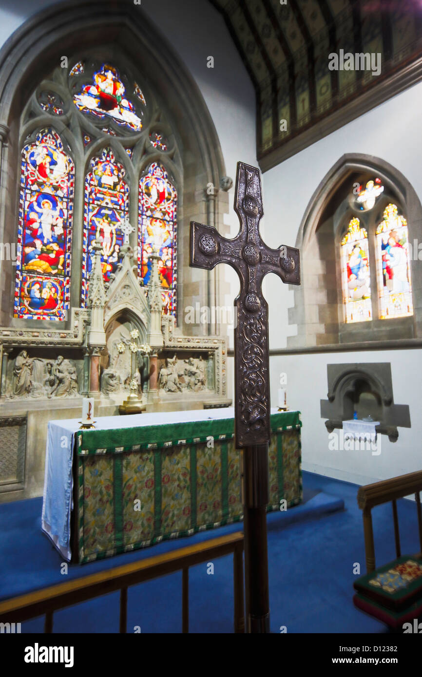 A Cross Table And Stained Glass Windows In St. Mary's Church; Kelso Scottish Borders Scotland