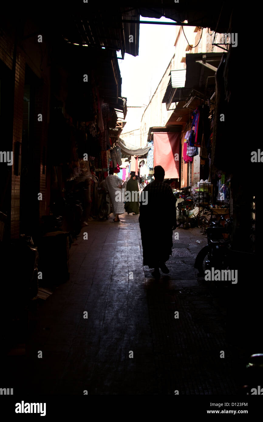Morocco, Marrakech, Medina, Shadow, Street Stock Photo