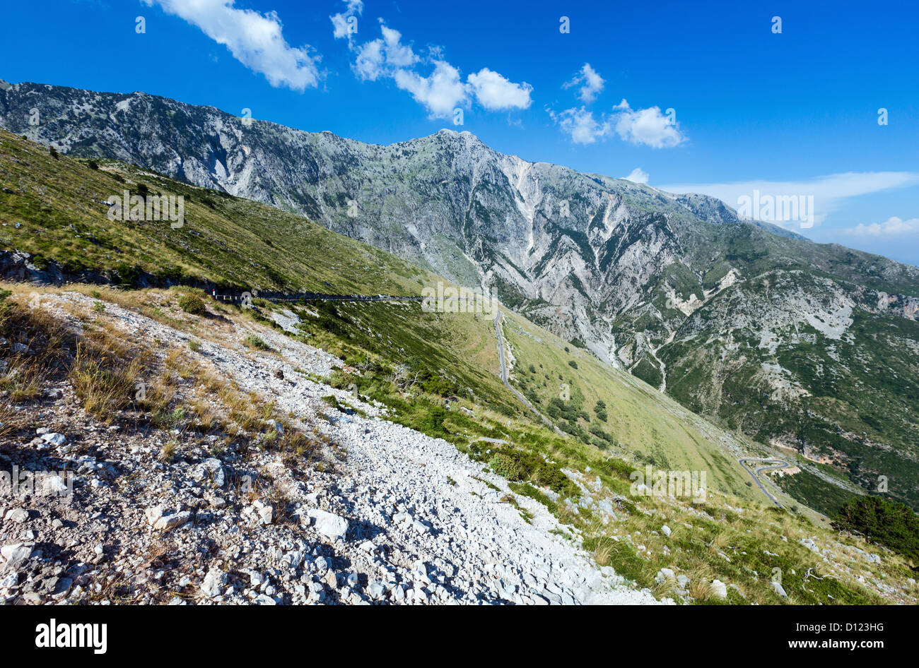 Summer Llogara pass view with serpentine road (Albania Stock Photo Alamy