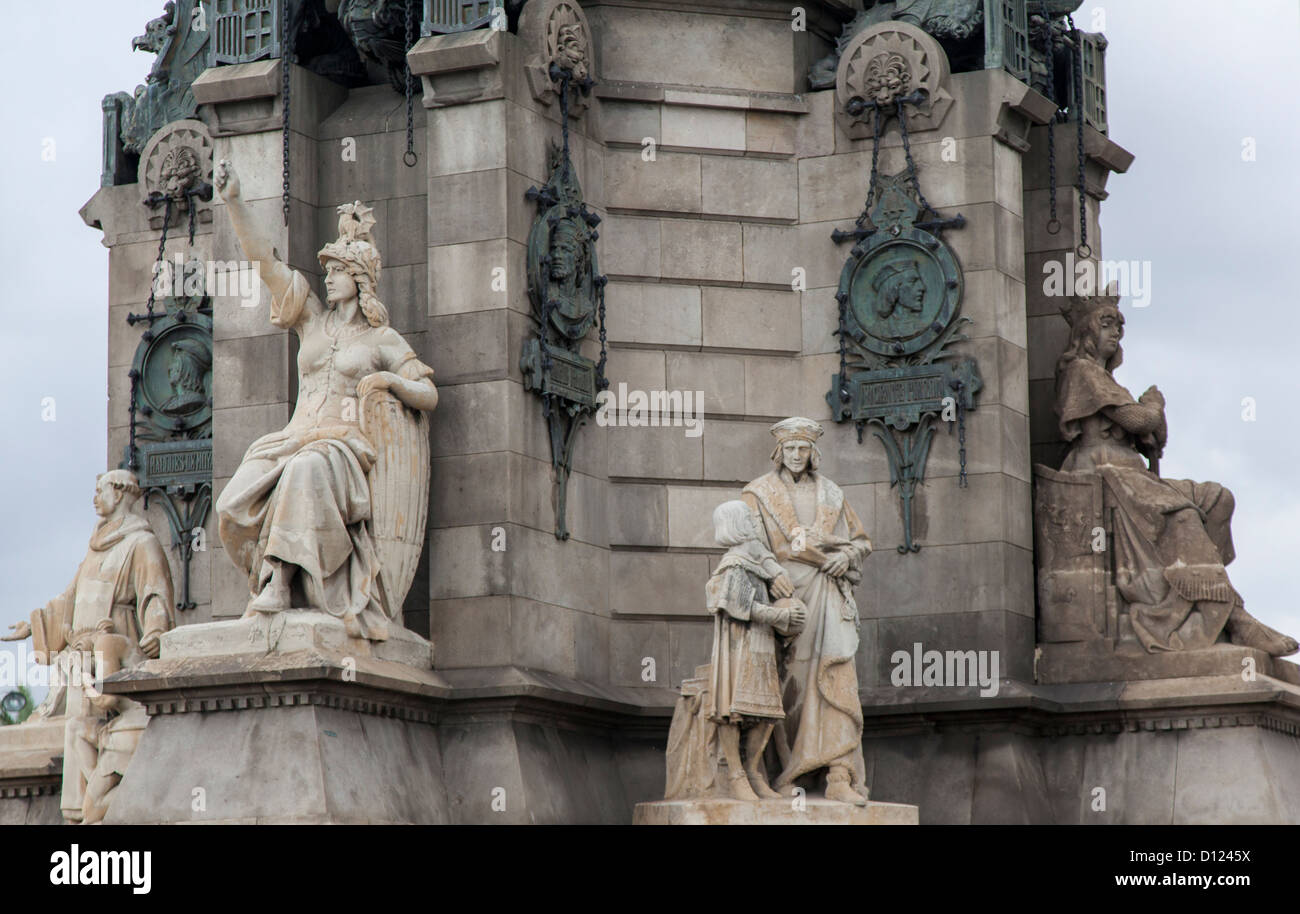 The Columbus Monument is a 197 foot monument in honour of Christopher Columbus in Barcelona Spain Stock Photo