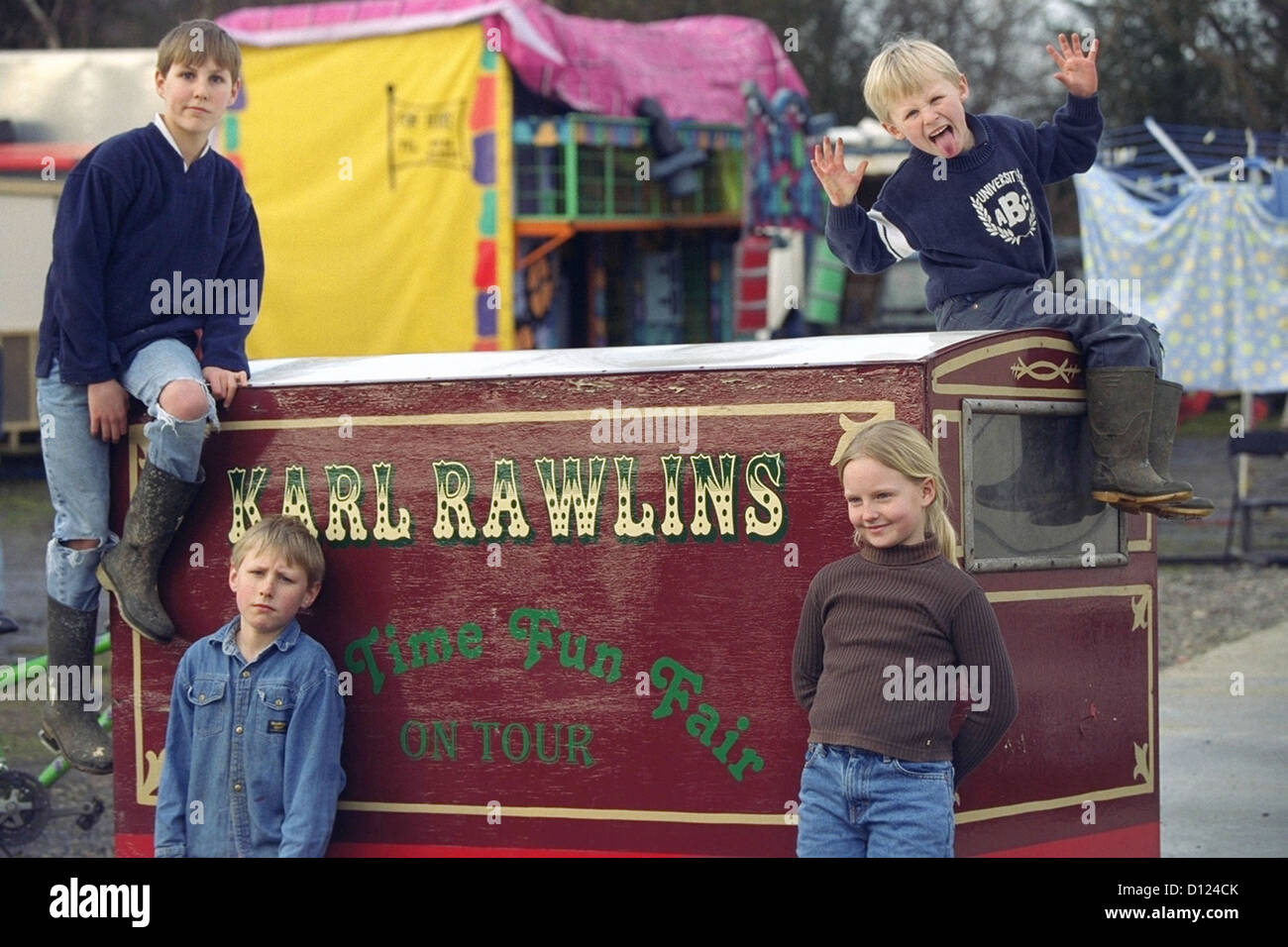 Karl Rawlins Showmen & Fairground, showmen children at their winter retreat, East Grinstead, West Sussex, England, UK Stock Photo