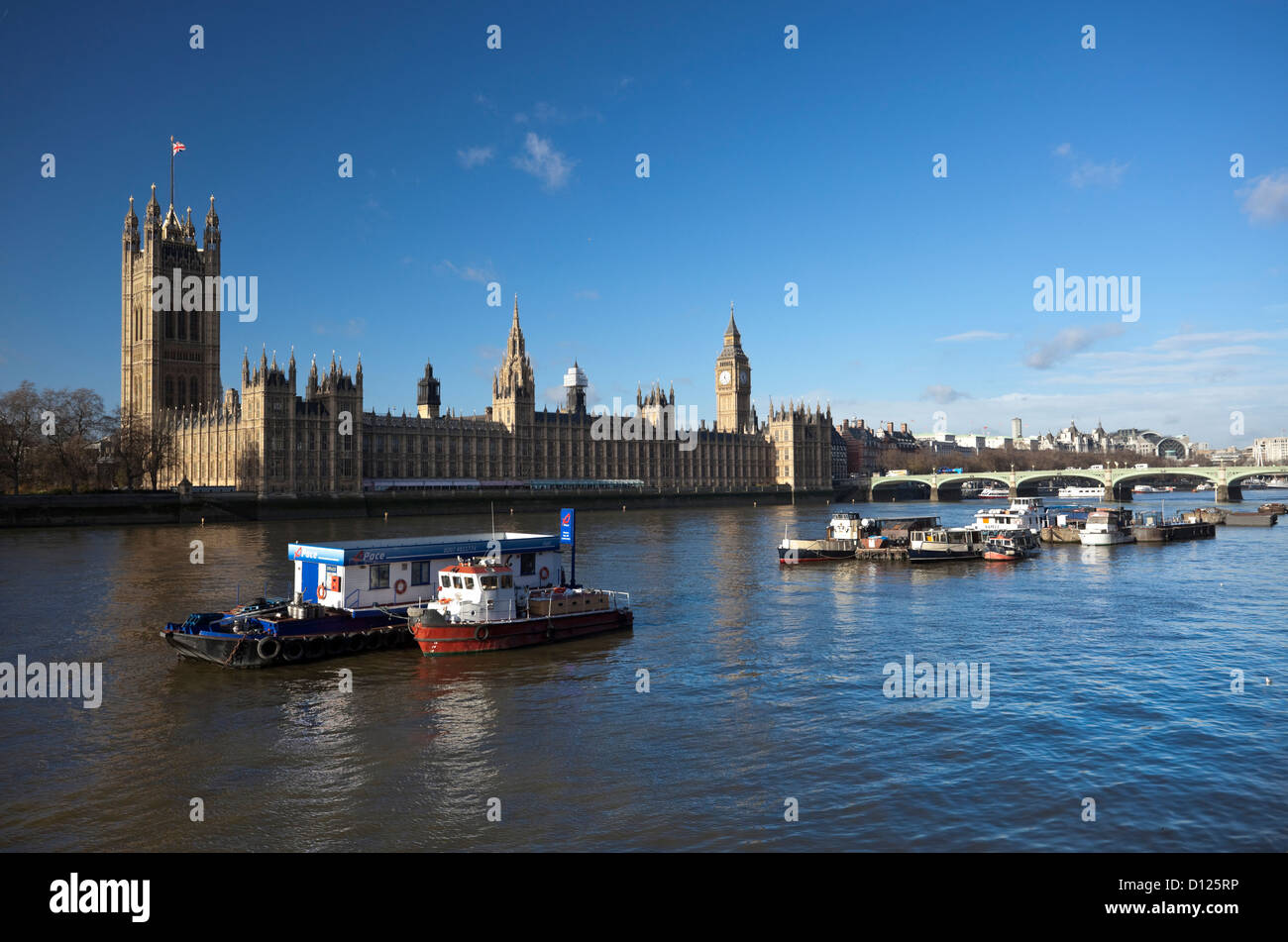 The River Thames and the Palace of Westminster, London, England, UK. Stock Photo
