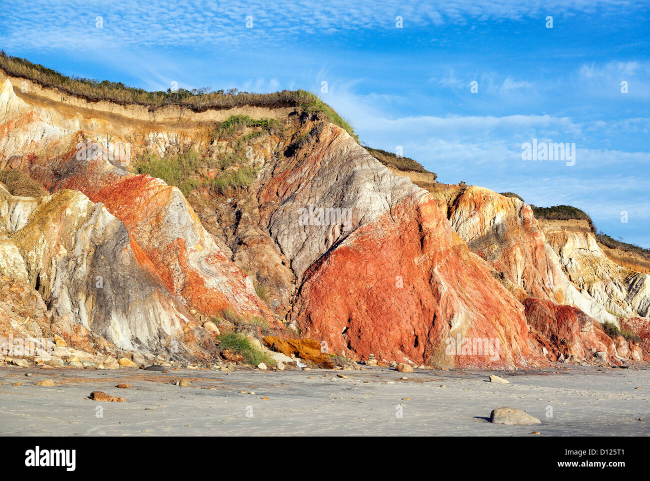 Clay cliffs, Gay Head, Aquinnah, Martha's Vineyard, Massachusetts, USA. Stock Photo