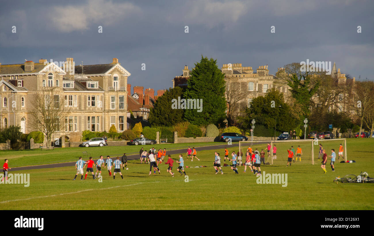 Football games, University and school sport, The Downs, Bristol, England, UK Stock Photo Alamy