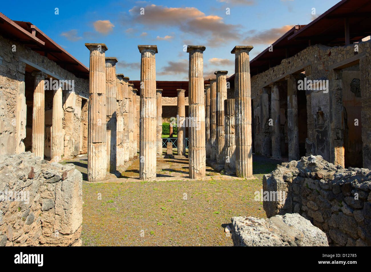 Peristyle of  a Roman Villa of Pompeii Stock Photo