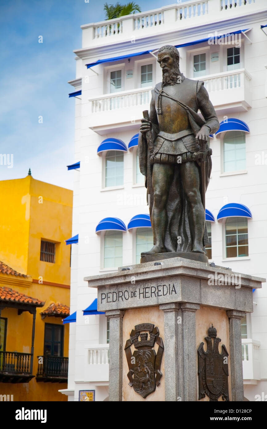 Statue Of Pedro De Heredia In Plaza De Los Coches; Cartagena Colombia