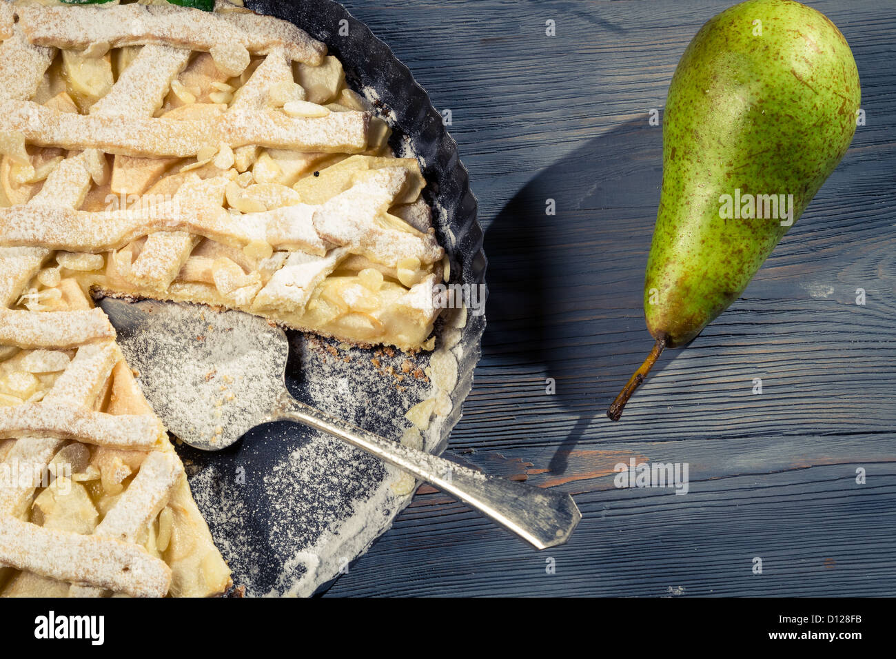 Freshly baked cake with pears Stock Photo