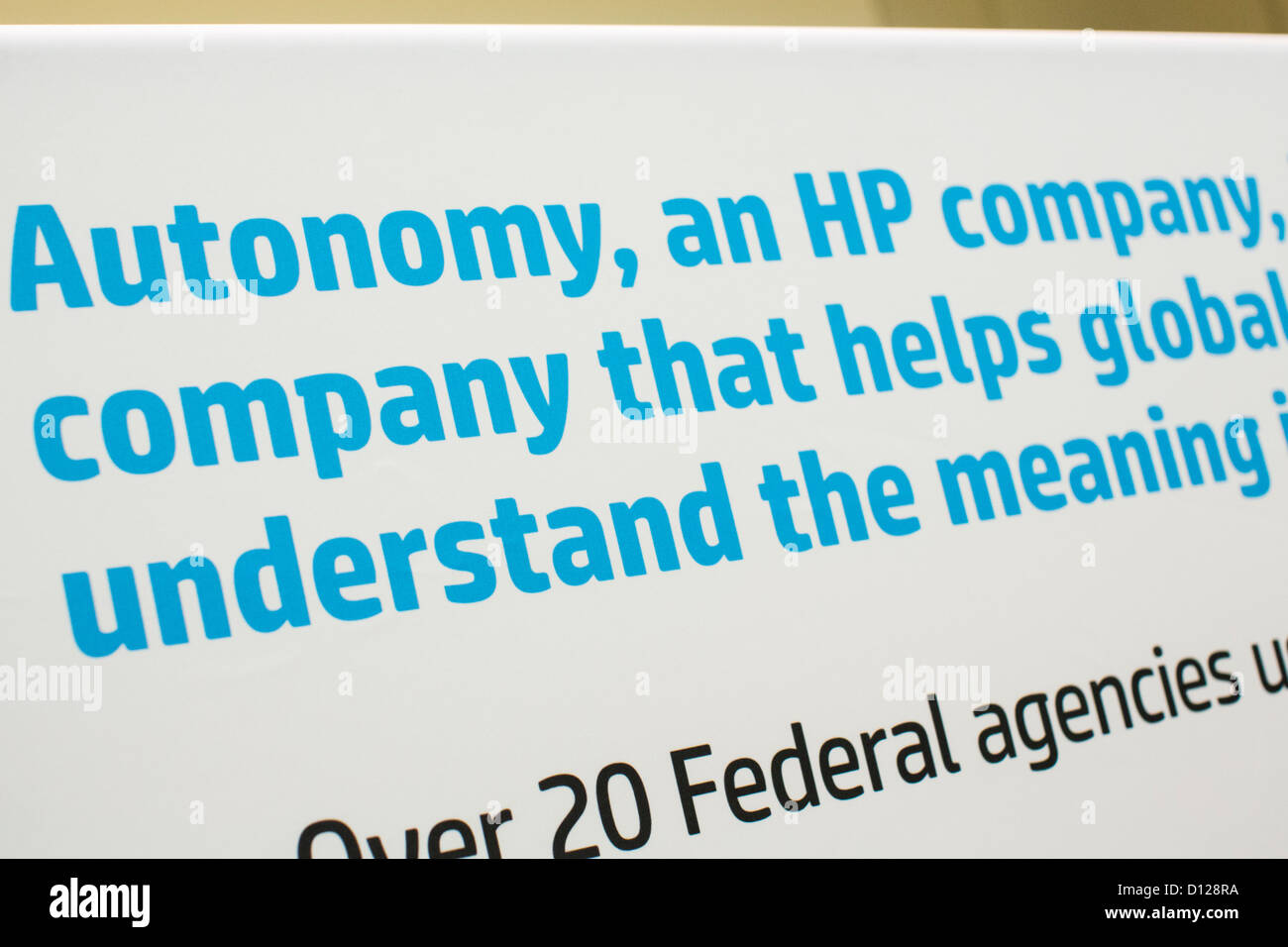 Hewlett-Packard and Autonomy logos.  Stock Photo