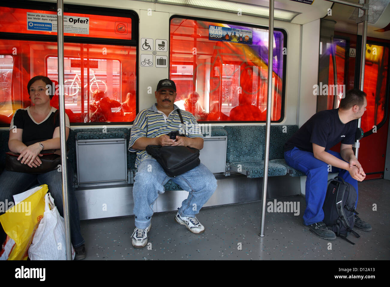 Berlin, Germany, train with graffiti on the windows Stock Photo