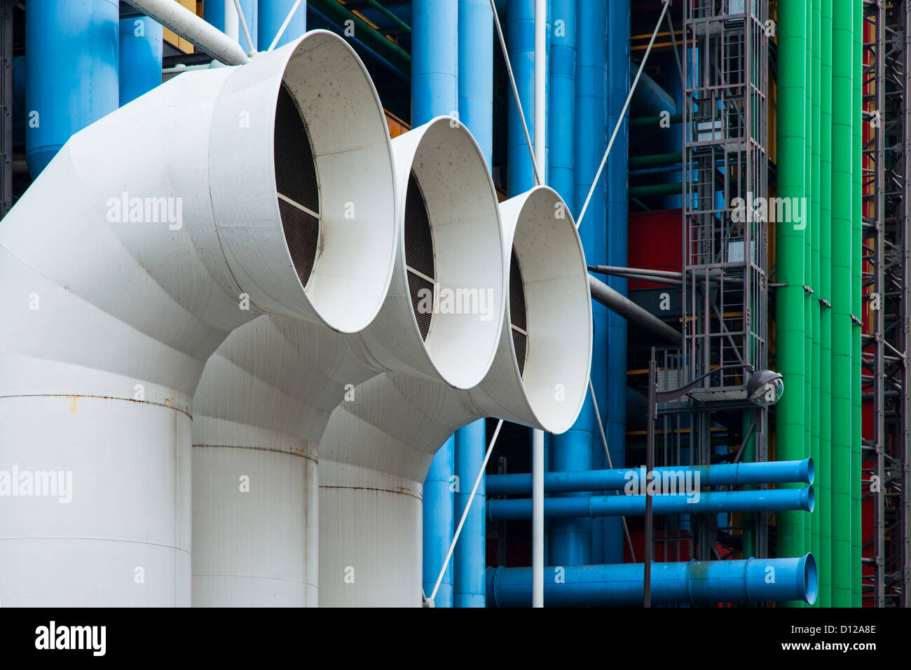 External mechanical systems of Centre Georges Pompidou, or Beaubourg Center, Paris France Stock Photo