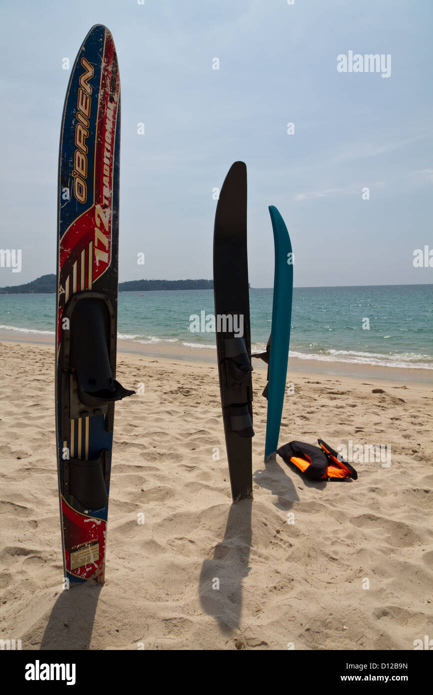 Waterskis on Mai Khao Beach on Phuket, Thailand Stock Photo