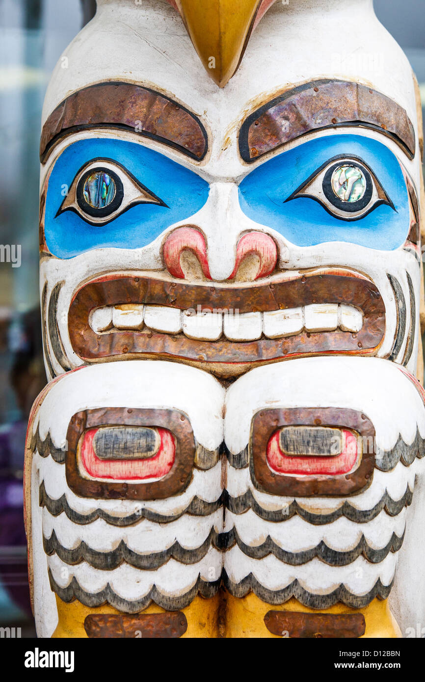 A colorful carved Inuit totem in Alaska Stock Photo - Alamy