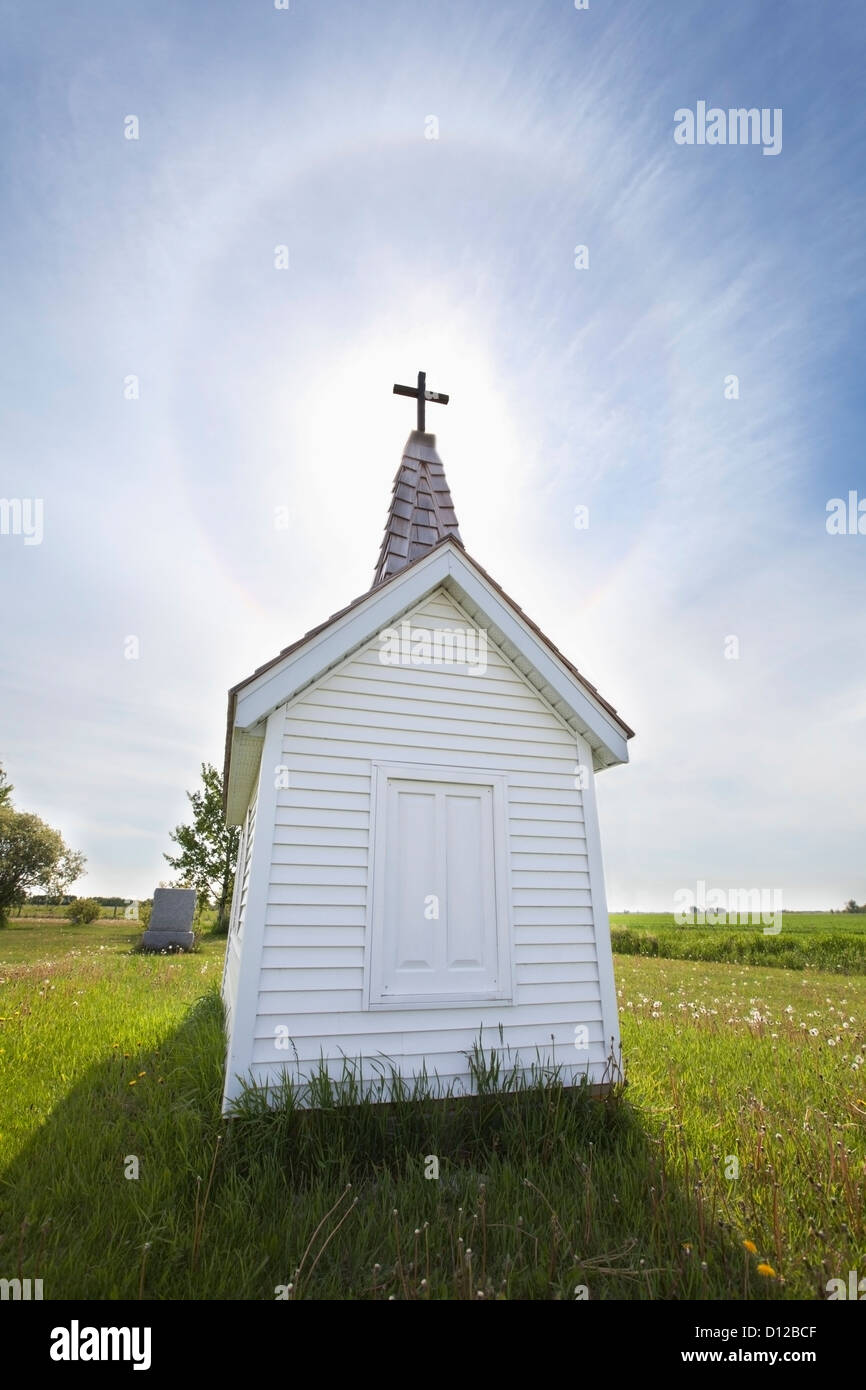 Cross On Crypt With Sun Halo Near Minnedosa; Manitoba Canada Stock ...