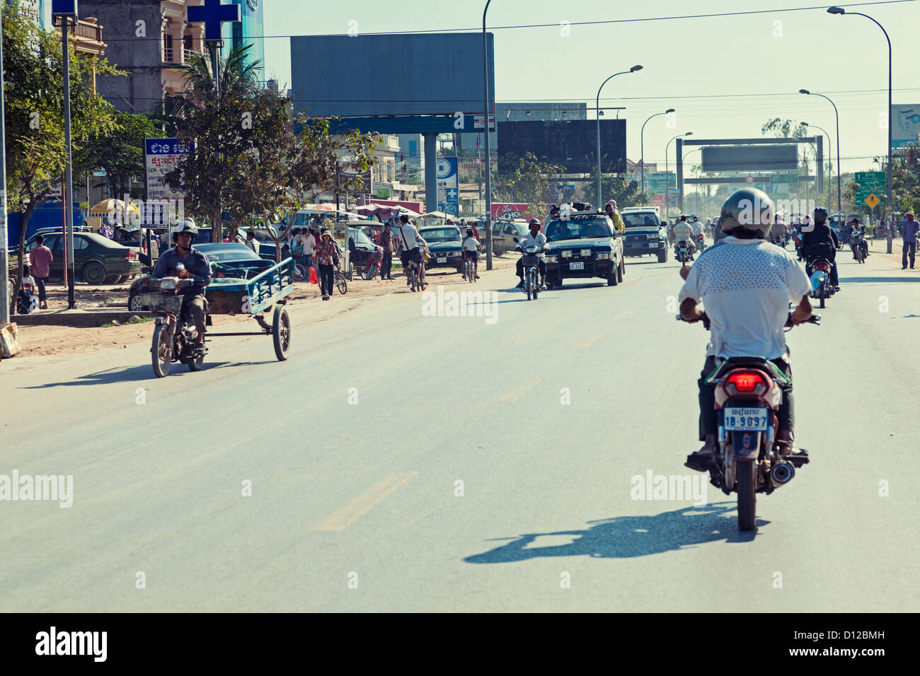 Street scene in Seam Reap, Cambodia Stock Photo