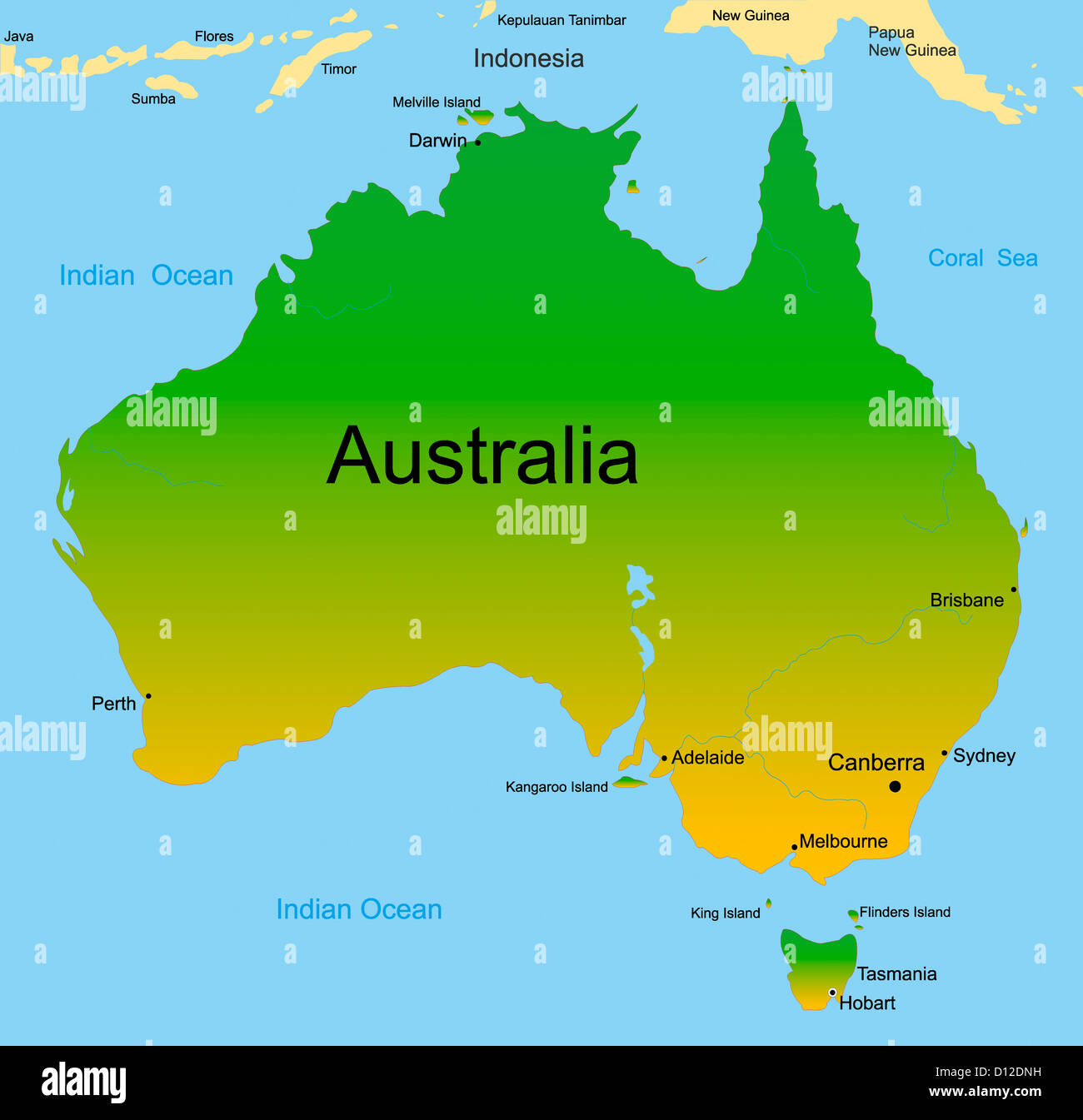 map of australian continent Stock Photo