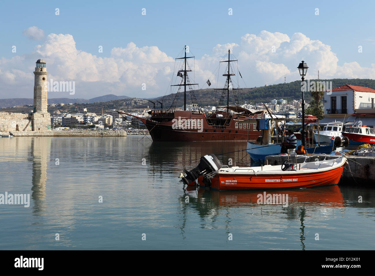 The Venetian harbour of Rethymno on Crete, Greece. Stock Photo