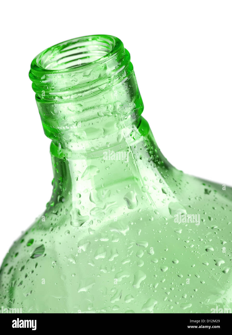 Green empty bottle. Closeup, isolated on white background Stock Photo ...