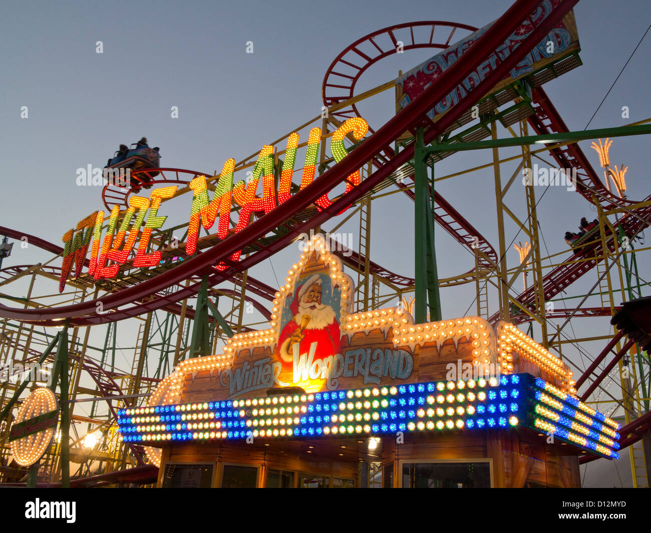 Rollercoaster at Hyde Park Winter Wonderland Christmas Fair, London
