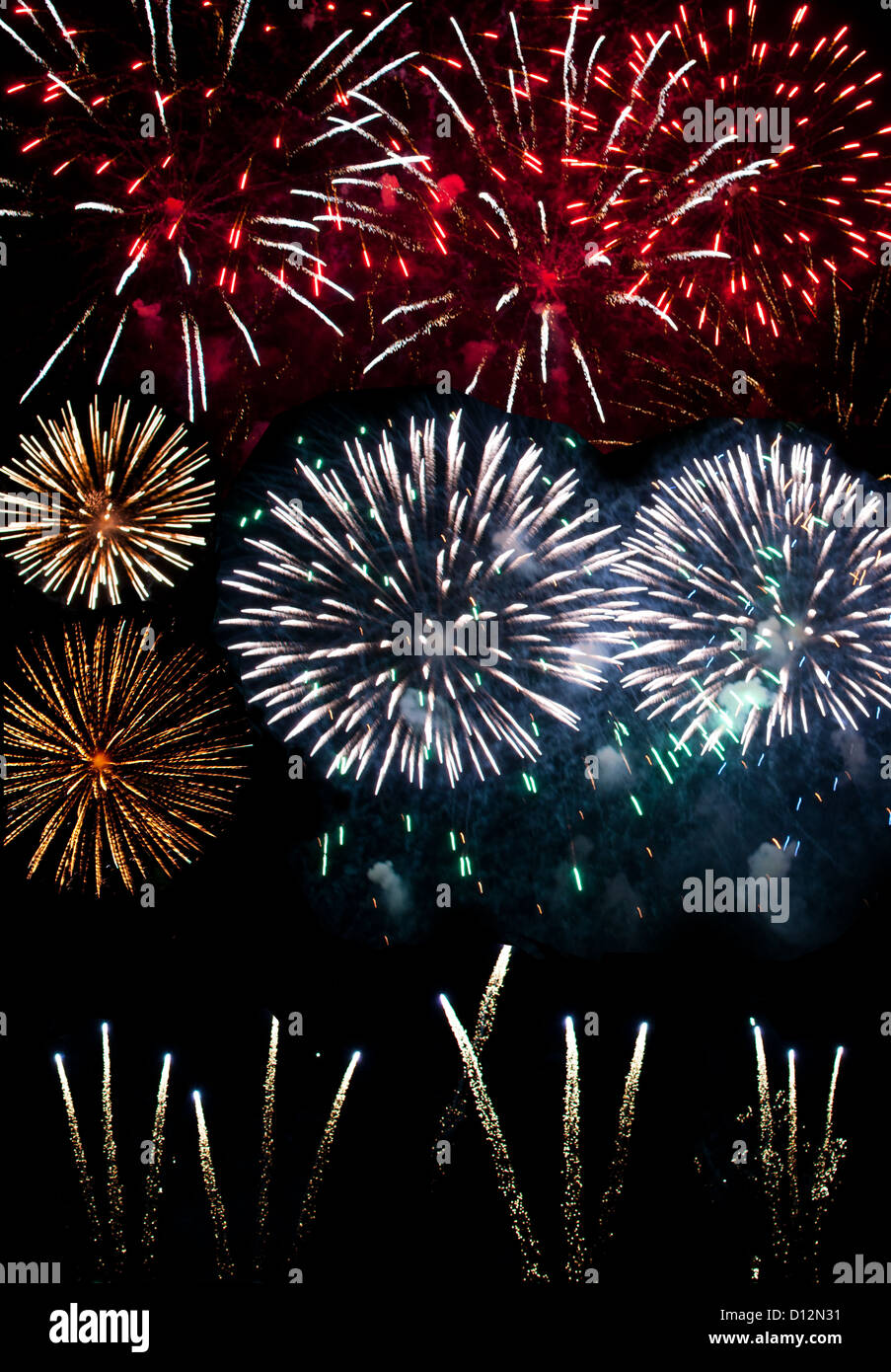 Explosion of fireworks at night Stock Photo Alamy